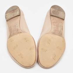 Chloe Beige Leather Laurena Scalloped Ballet Flats Size 38.5
