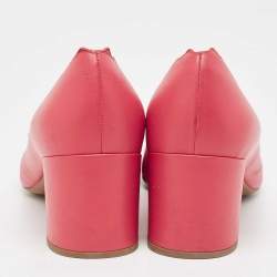 Pre Owned Chloe Coral Pink Scalloped Leather Lauren Block Heel Pumps Size 38.5