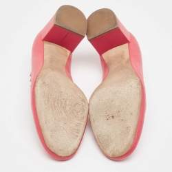 Pre Owned Chloe Coral Pink Scalloped Leather Lauren Block Heel Pumps Size 38.5