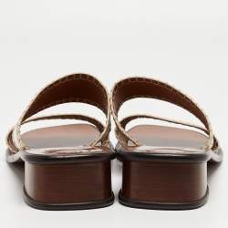 Chloe Cream Leather Flat Slides Size 40.5