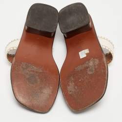Chloe Cream Leather Flat Slides Size 40.5