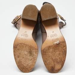 Pre Owned Chloe Beige Leather Knee Length Boots Size 37