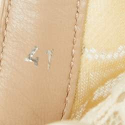 Pre Owned Chloe Cream Leather and Mesh Lauren Lace Up Sneakers Size 41