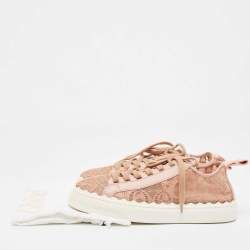 Chloe Pink Lace and Mesh Lauren  Lace Up Sneakers Size 41