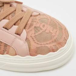 Chloe Pink Lace and Mesh Lauren  Lace Up Sneakers Size 41