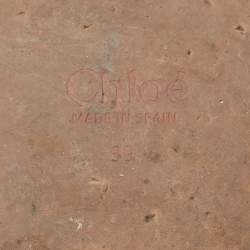 Pre Owned Chloe Beige Lace Woody Wedge Espadrilles Size 39