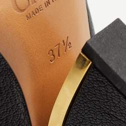Pre Owned Chloe Black Leather Block Heel Pumps Size 37.5