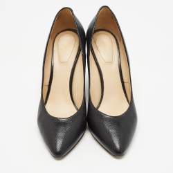 Pre Owned Chloe Black Leather Block Heel Pumps Size 37.5