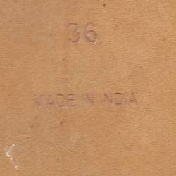 Pre Owned Chloe White/Beige Canvas Woody Slide Flats Size 36