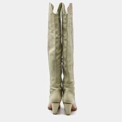 Chloe Grey Suede and Leather Over The Knee Length Boots Size 39.5