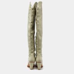 Pre Owned Chloe Grey Suede and Leather Over The Knee Length Boots Size 39