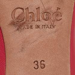 مملوكة مسبقًا Chloe Pink Leather Scalloped Block Heel Pumps Size 36