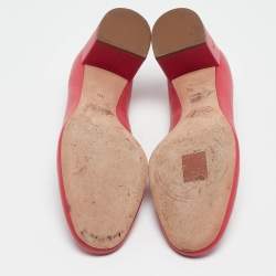 مملوكة مسبقًا Chloe Pink Leather Scalloped Block Heel Pumps Size 36