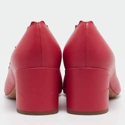 مملوكة مسبقًا Chloe Pink Leather Scalloped Block Heel Pumps Size 36