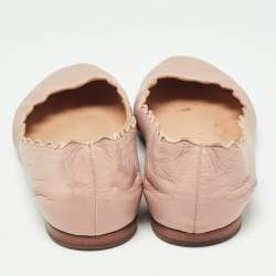 Pre Owned Chloe Pink Scalloped Leather Lauren Ballet Flats Size 37.5