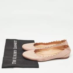 Pre Owned Chloe Pink Scalloped Leather Lauren Ballet Flats Size 37.5