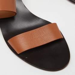 Pre Owned Chloe Brown Leather Block Heel Ankle Strap Sandals Size 39
