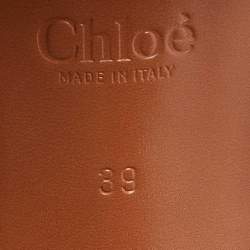 Pre Owned Chloe Brown Leather Block Heel Ankle Strap Sandals Size 39