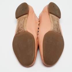 Chloe Peach Pink Scalloped Leather Lauren Ballet Flats Size 37