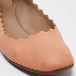 Chloe Peach Pink Scalloped Leather Lauren Ballet Flats Size 37