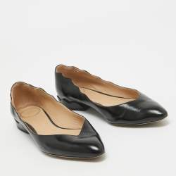 Chloe Black Leather Pointed Toe Ballet Flats Size 37