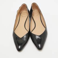 Chloe Black Leather Pointed Toe Ballet Flats Size 37