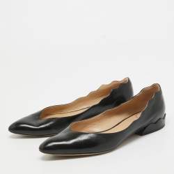 Chloe Black Leather Pointed Toe Ballet Flats Size 37