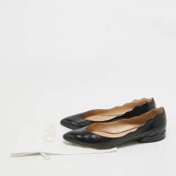 Chloe Black Leather Pointed Toe Ballet Flats Size 37