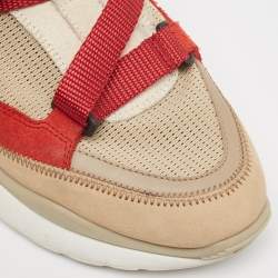 Chloe Beige/Maroon Mesh and Suede Sonnie Sneakers Size 37