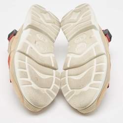 Chloe Beige/Maroon Mesh and Suede Sonnie Sneakers Size 37