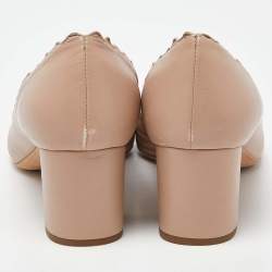مملوكة مسبقًا Chloe  Beige Leather Laurena Scalloped Pumps Size 39