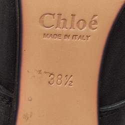 Pre Owned Chloe Black Leather Buckle Detail Block Heel Ankle Boots Size 38.5