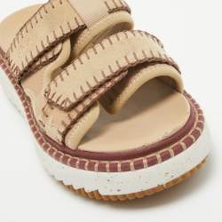 Chloe Beige Suede Lilli Platform Slide Sandals Size 38