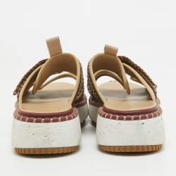 Chloe Beige Suede Lilli Platform Slide Sandals Size 38