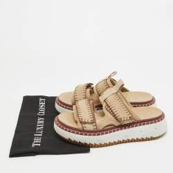 Chloe Beige Suede Lilli Platform Slide Sandals Size 38