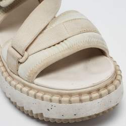Chloe White Fabric Lilli Platform Sandals Size 38