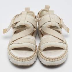Chloe White Fabric Lilli Platform Sandals Size 38