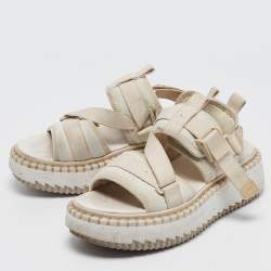 Chloe White Fabric Lilli Platform Sandals Size 38