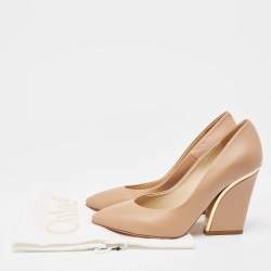 Chloe Light Brown Leather Beckie Pumps Size 37.5