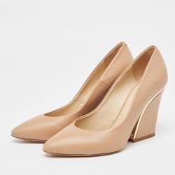 Chloe Light Brown Leather Beckie Pumps Size 37.5