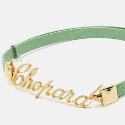 Pre Owned Chopard Logo Adjustable Buckle Belt Green Leather