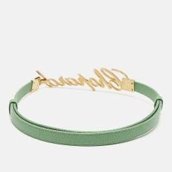 Pre Owned Chopard Logo Adjustable Buckle Belt Green Leather
