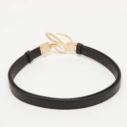 Pre Owned Chopard Classic Miss Happy 110CM Black Leather Waist Belt