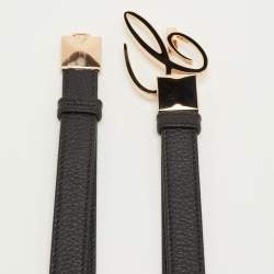 Pre Owned Chopard Classic Miss Happy 110CM Black Leather Waist Belt