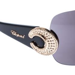 Chopard Black SCH939S Embellished Shield Sunglasses