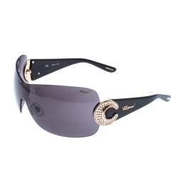 Chopard Black SCH939S Embellished Shield Sunglasses