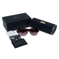 Pre Owned Chopard Purple SCH 939S Crystal Embellished Shield Sunglasses