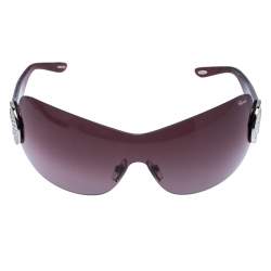 Pre Owned Chopard Purple SCH 939S Crystal Embellished Shield Sunglasses