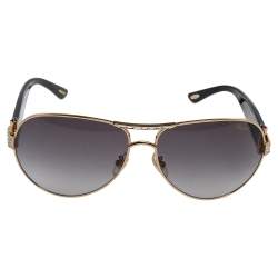 Pre Owned Chopard Gold Tone/Black Acetate SCH 866S Crystal Embellished Gradient Aviator Sunglasses