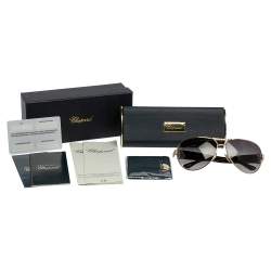 Pre Owned Chopard Gold Tone/Black Acetate SCH 866S Crystal Embellished Gradient Aviator Sunglasses